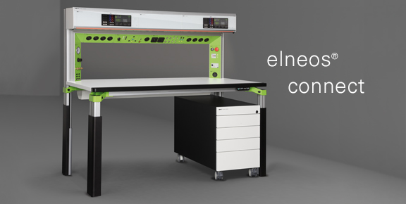elneos connect aluminium werktafels, esd werktafels, elektronica werktafels, in hoogte verstelbare werktafels