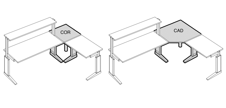 Flexiline werktafel Hoekopstellingen COR CAD